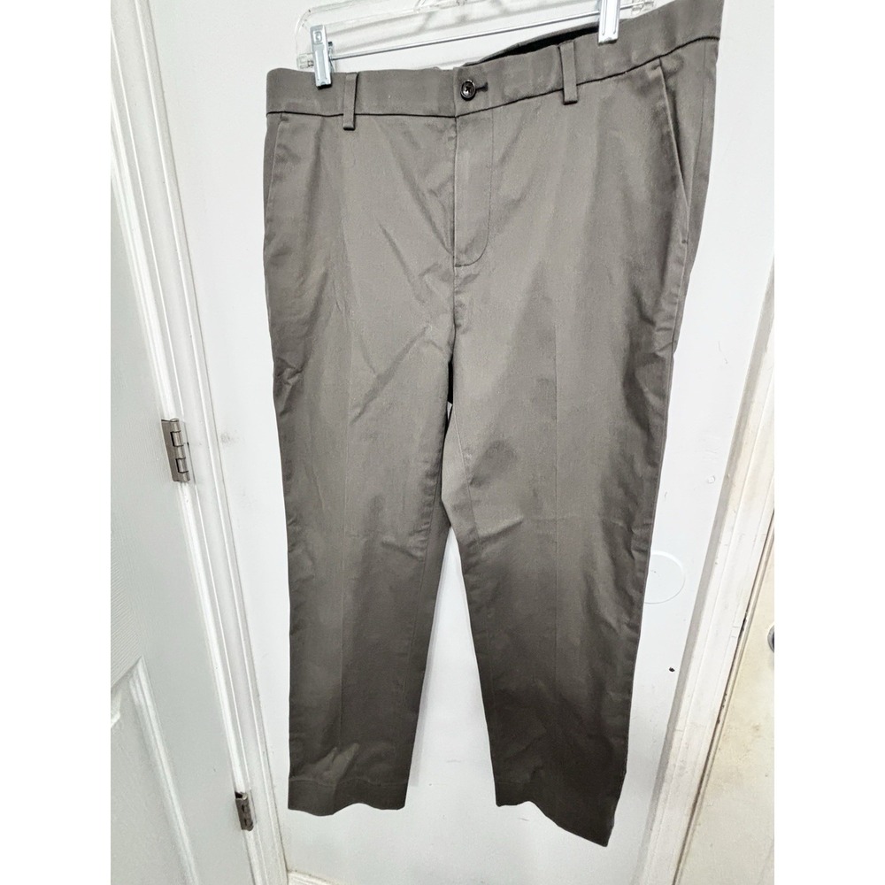 Brooks Brothers Men's Flat Front Slash Pocket Dress Pants Taupe Cotton 36x30